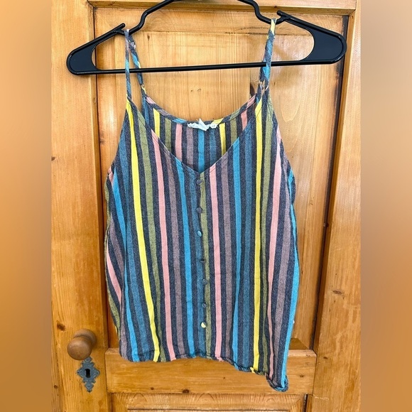 🎉Striped Button Front Tank w/Adjustable Straps - Picture 1 of 11
